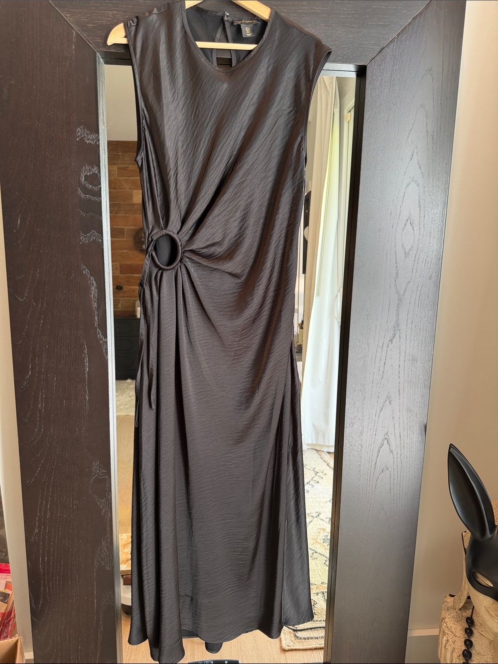 House of Harlow 1960 Black Sleeveless Ring-Detail Maxi Dress